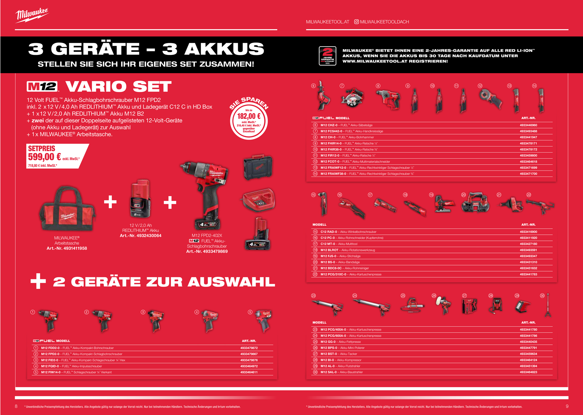Milwaukee M12 VARIOSET Milwaukee M12 VARIOSET